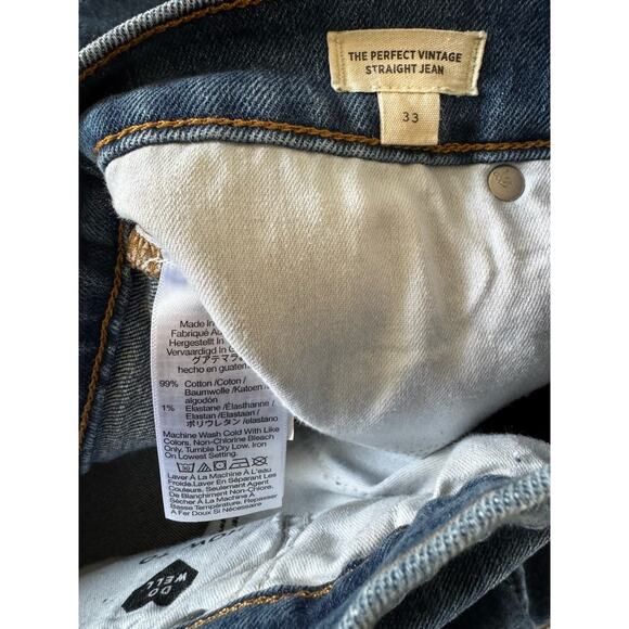 Madewell The Perfect Vintage Straight Leg Jeans Mayfield Wash Size 33 Classic - Picture 10 of 10